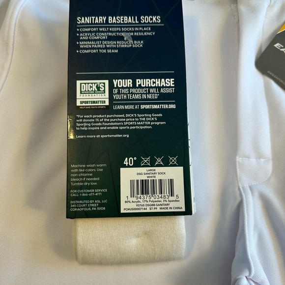 Easton White Baseball Pants- Medium - free baseball socks - Picture 9 of 9